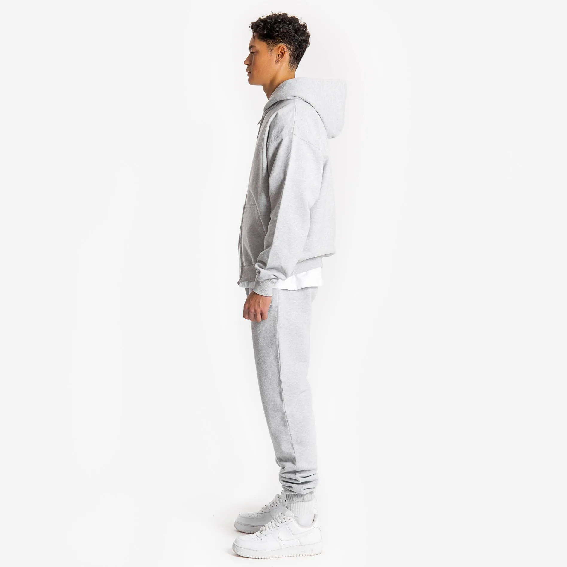 Zip Hoodie - Light Marl Grey