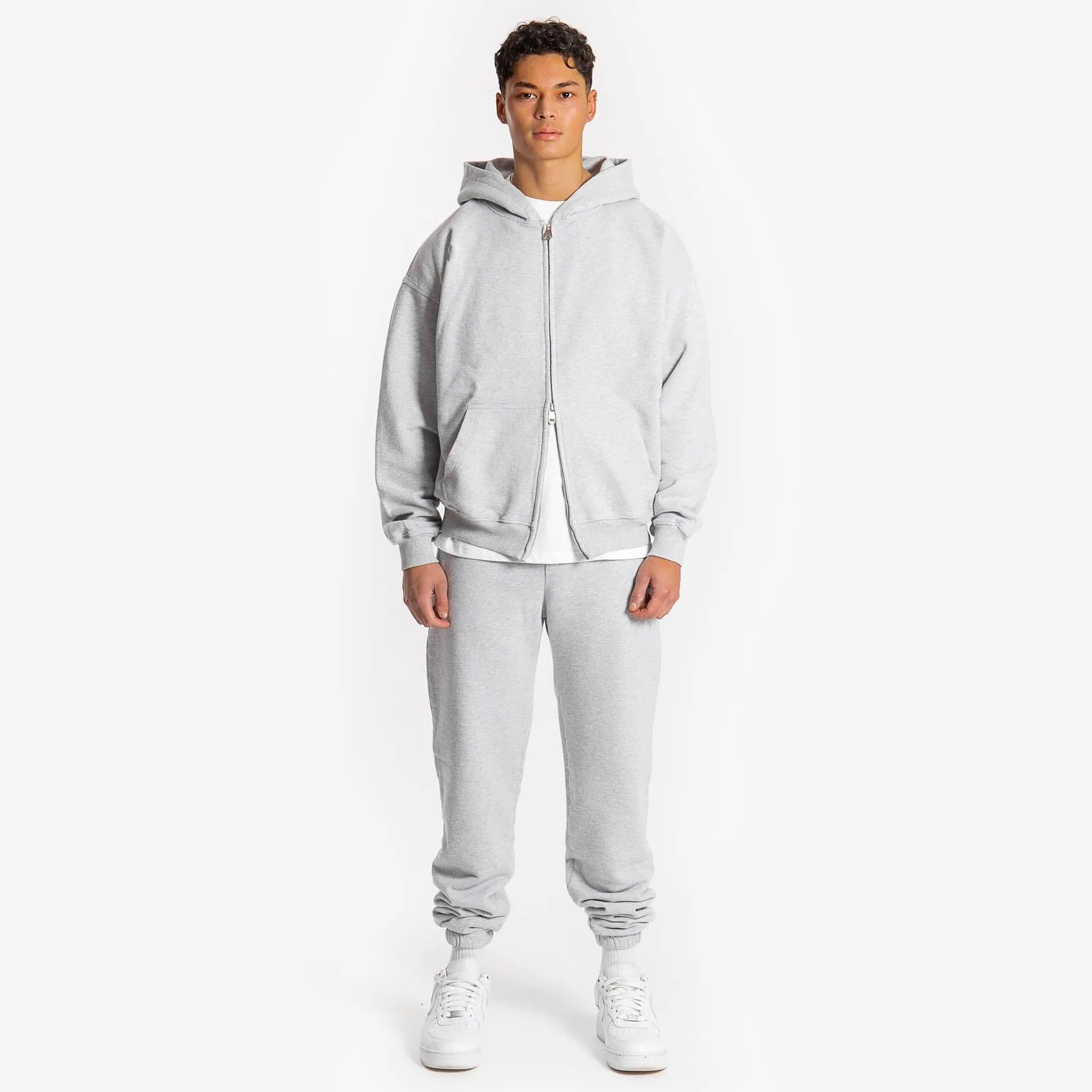 Zip Hoodie - Light Marl Grey