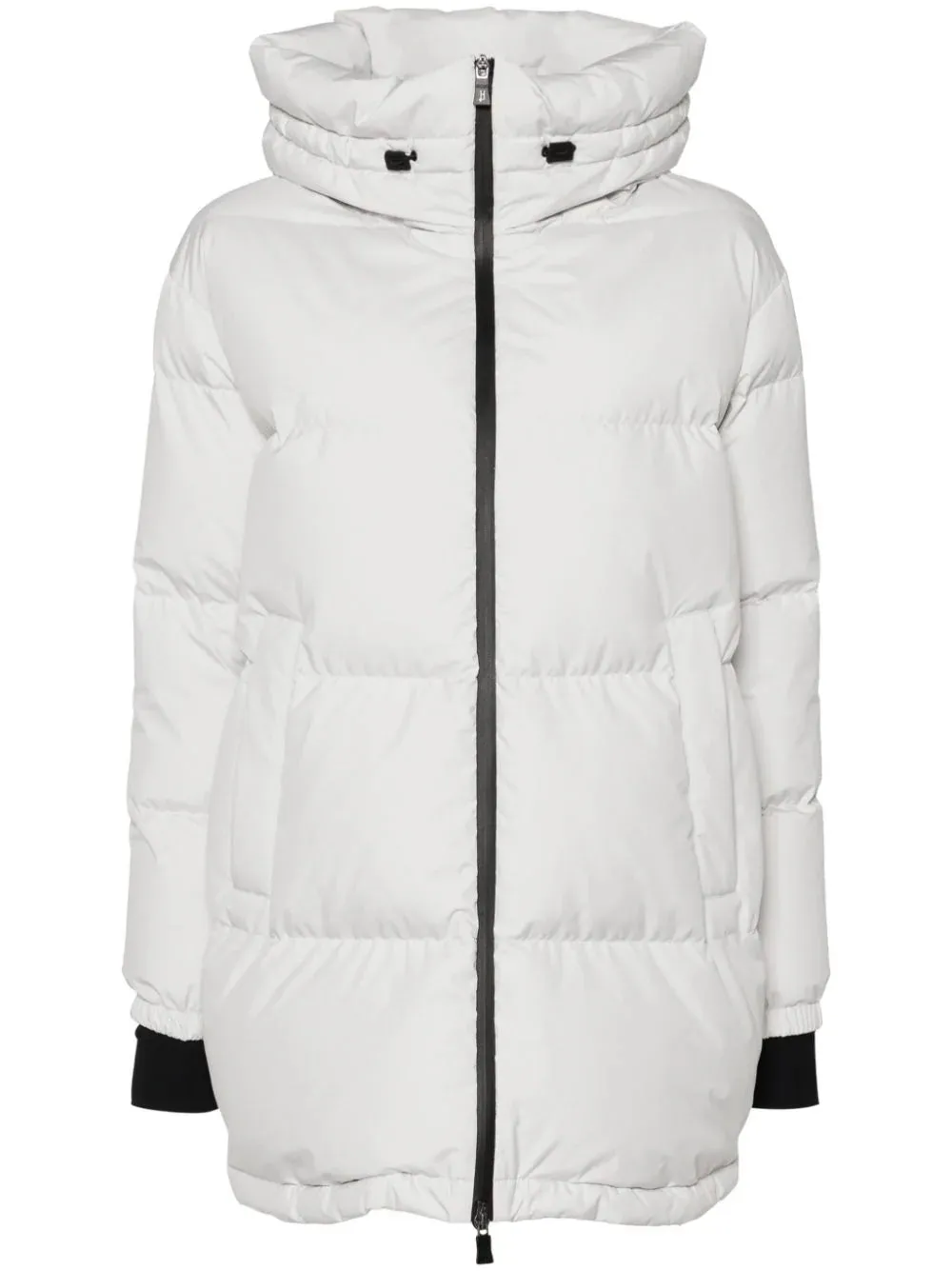 zip-up hooded down coat