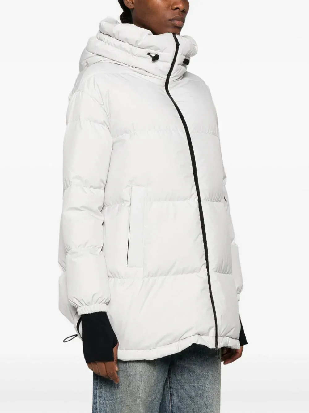 zip-up hooded down coat