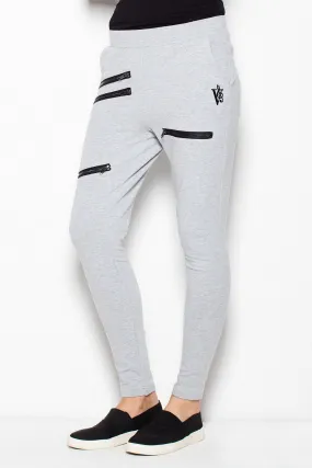 Zippered Tapered Sweatpants